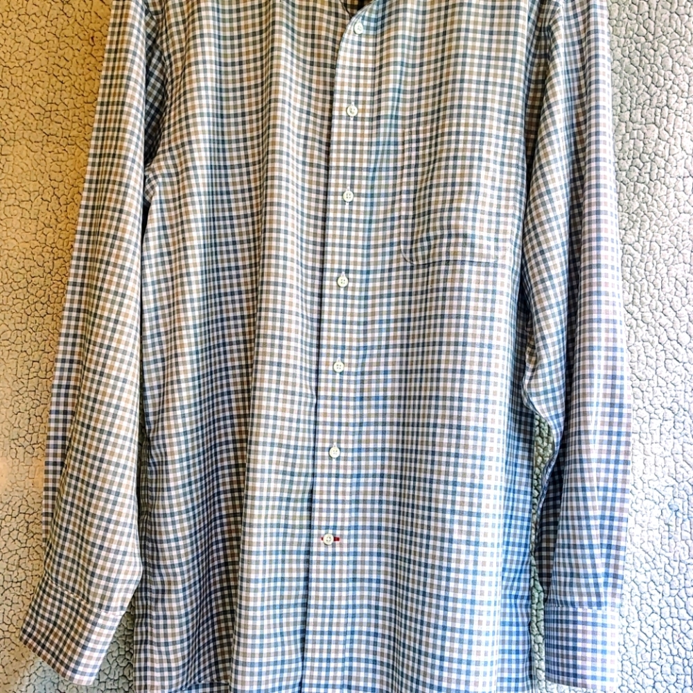 CREMIEUX Mens Cotton No-Iron Button Down Shirt  Tattersall (16.5"x35")